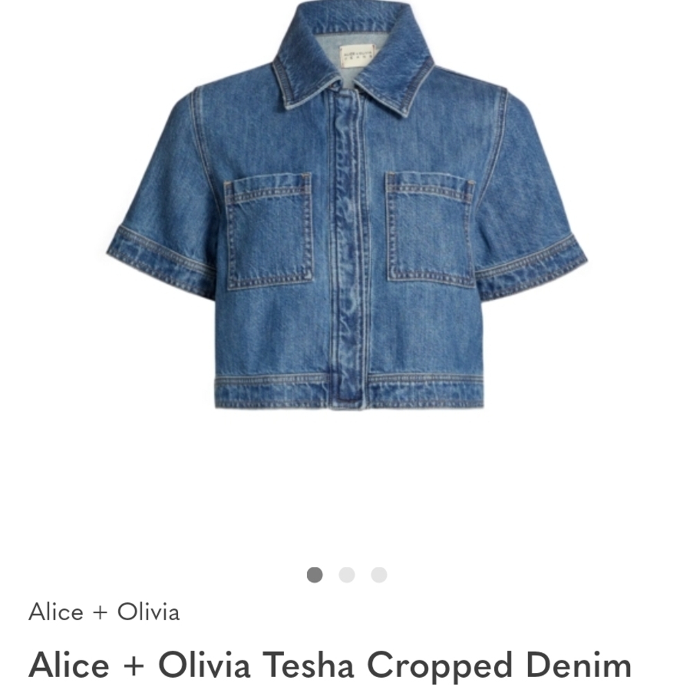 Alice + Olivia Indigo Short-Sleeve Denim Jacket